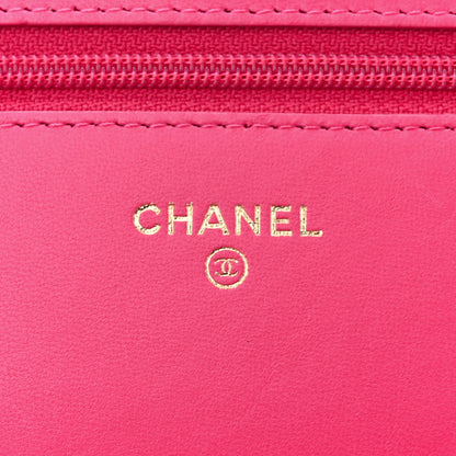 Chanel Lambskin Quilted Wallet On Chain WOC Dark Pink 9 of 13