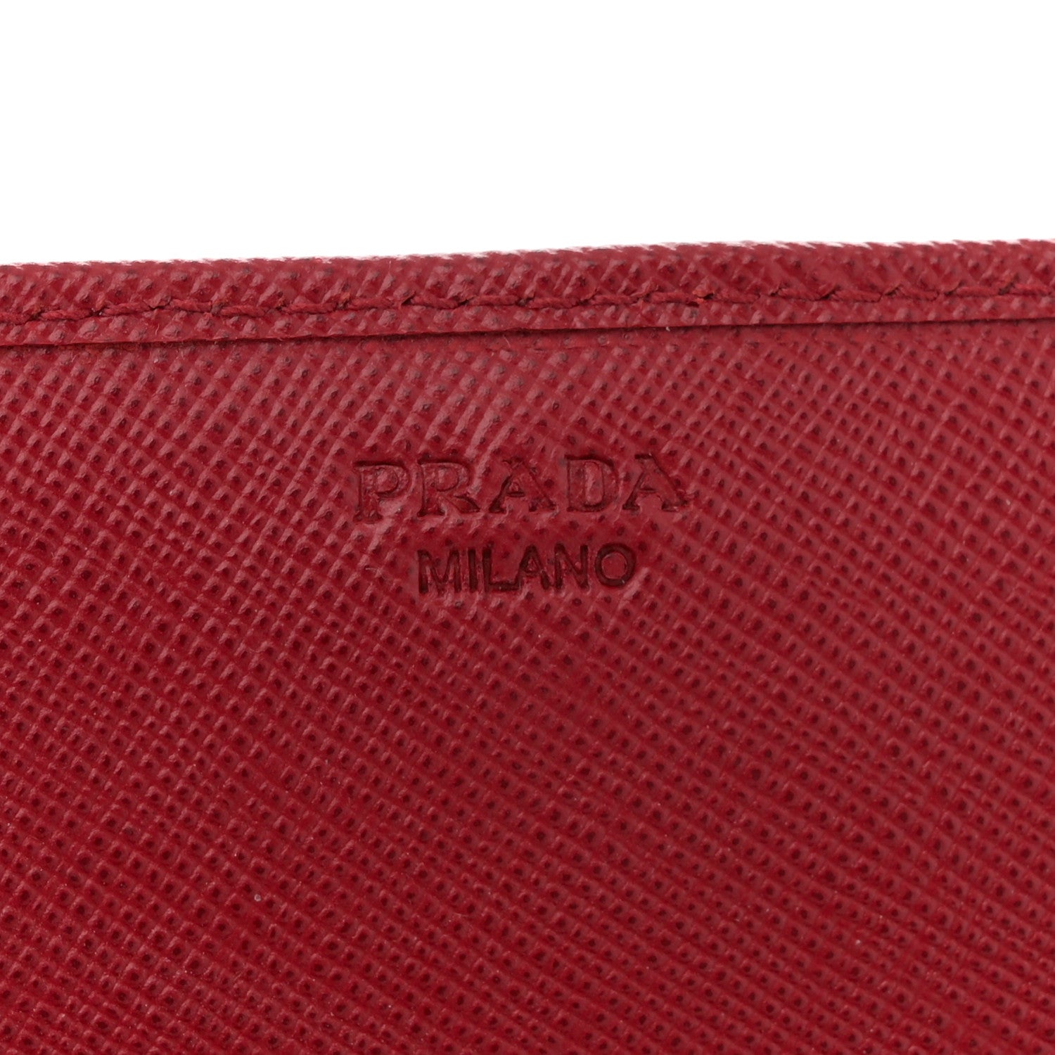 Prada Saffiano Metal Oro Chain Wallet Fuoco 6 of 9