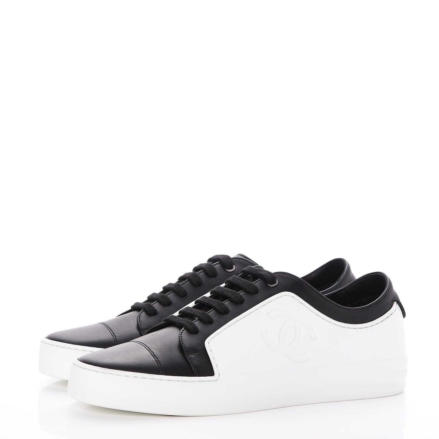 Chanel Calfskin CC Sneakers 39 Black White 3 of 9