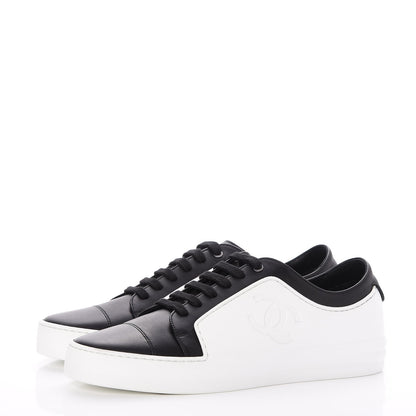 Chanel Calfskin CC Sneakers 39 Black White 3 of 9