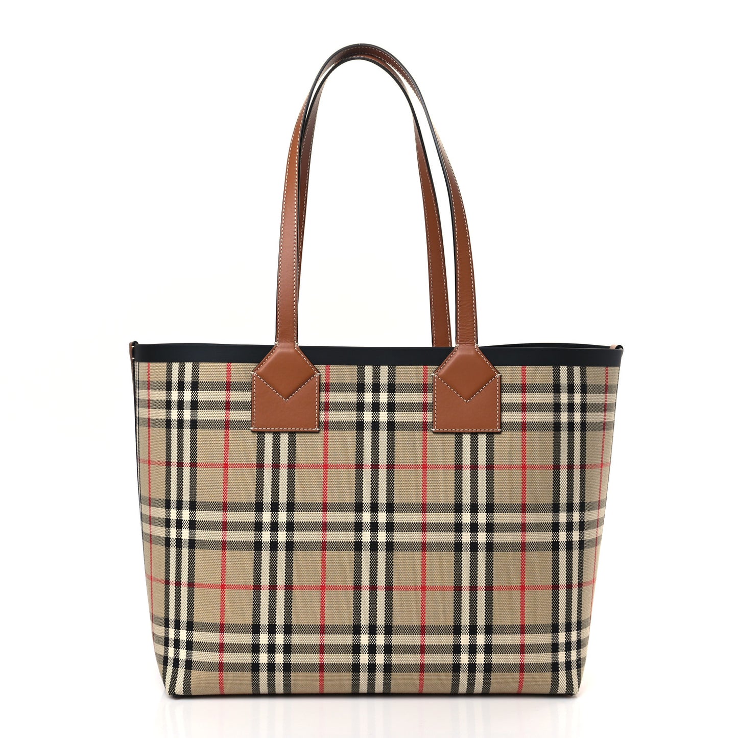 Cotton Vintage Check Medium London Tote Bag Briar Brown Black