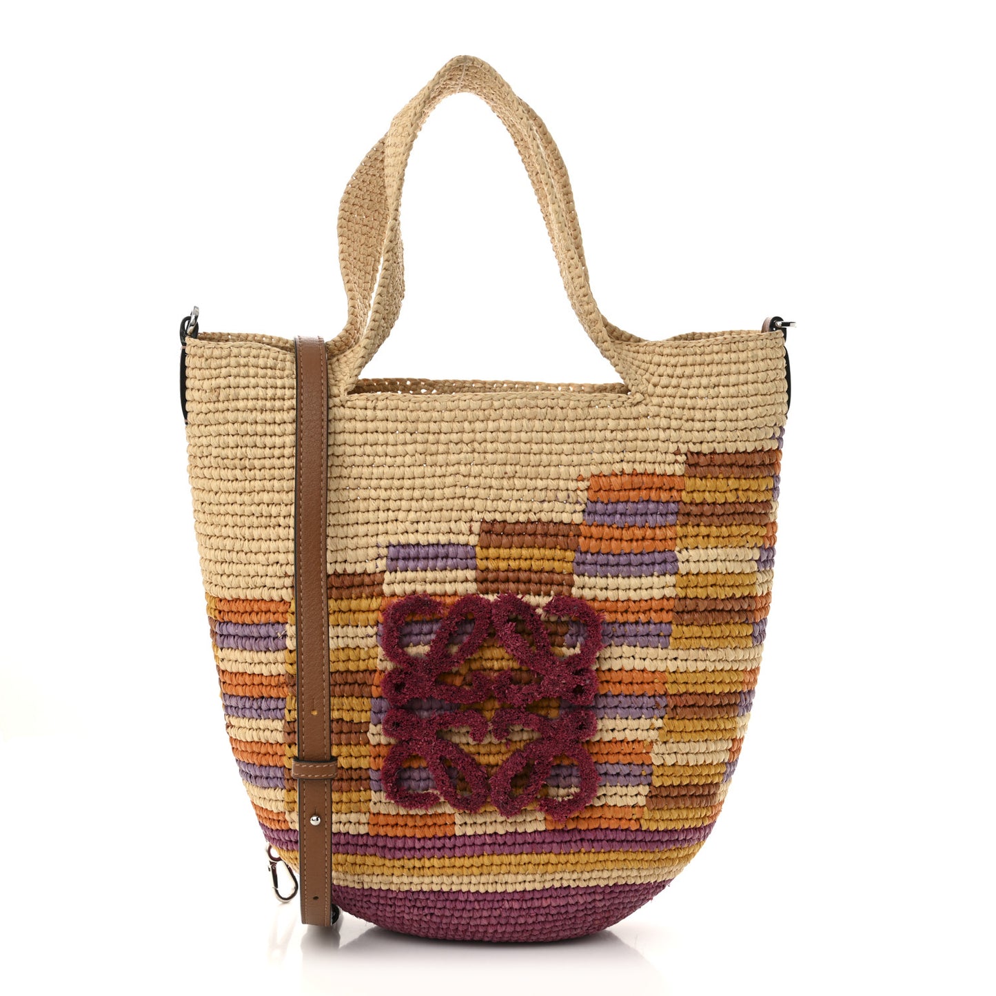 Raffia Paula's Ibiza Rainbow Slit Tote Bag Natural Multicolor