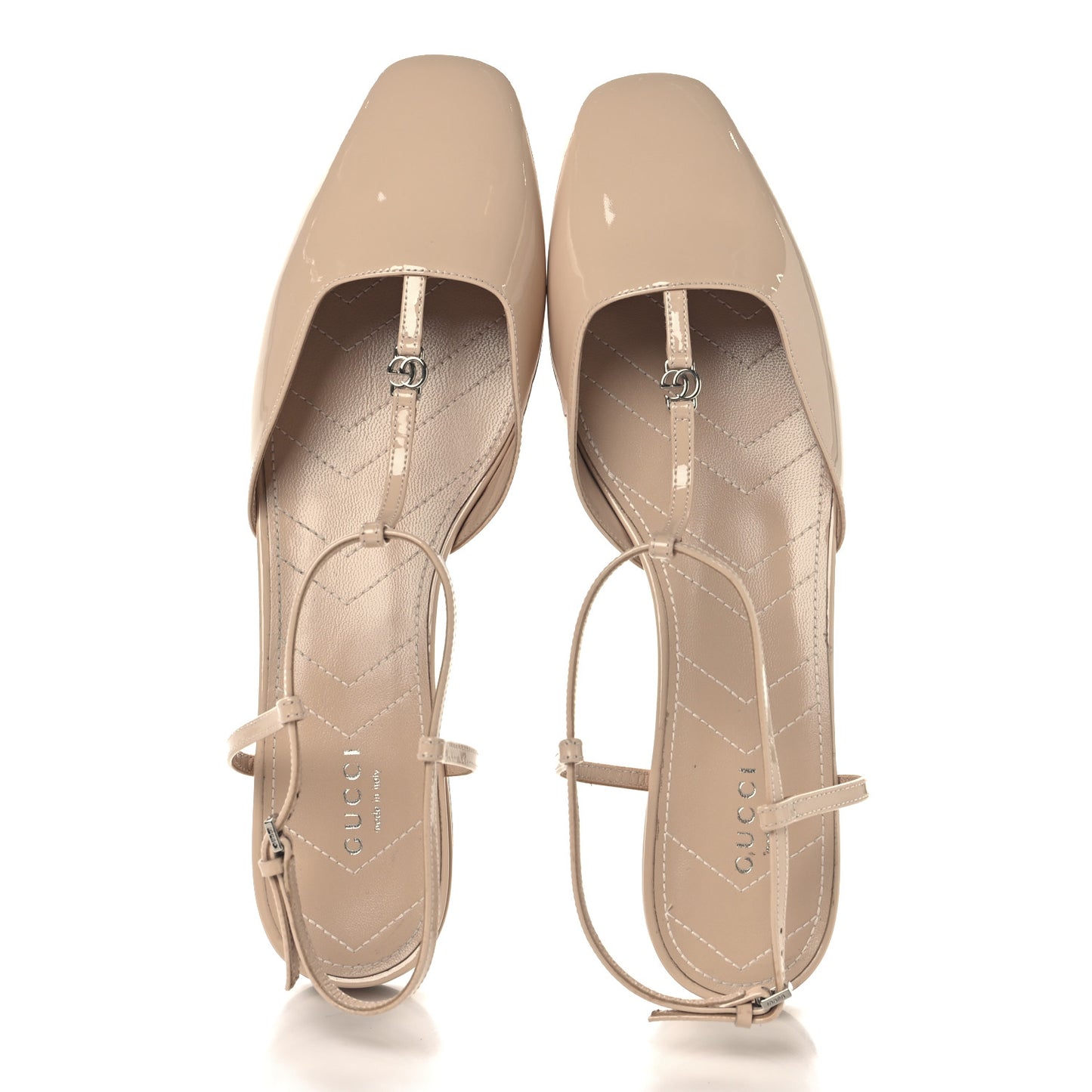 Vernice Crystal Double G Ballet Flat 41 Skin Rose