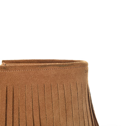 Saint Laurent Suede Mens Fringe Moccasin Bootie 38.5 Brown 8 of 13