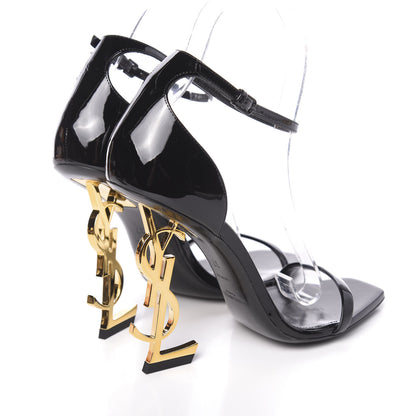 Saint Laurent Patent Calfskin Opyum 110 Sandals 37 Black Gold 4 of 8