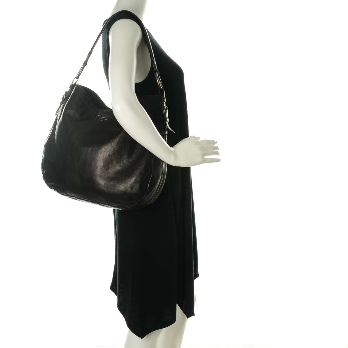 Glace Calf Zip Around Hobo Nero Black