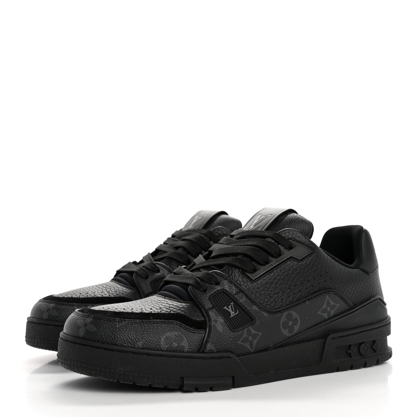 Calfskin Monogram Eclipse Mens LV Trainer Sneakers 8 Black