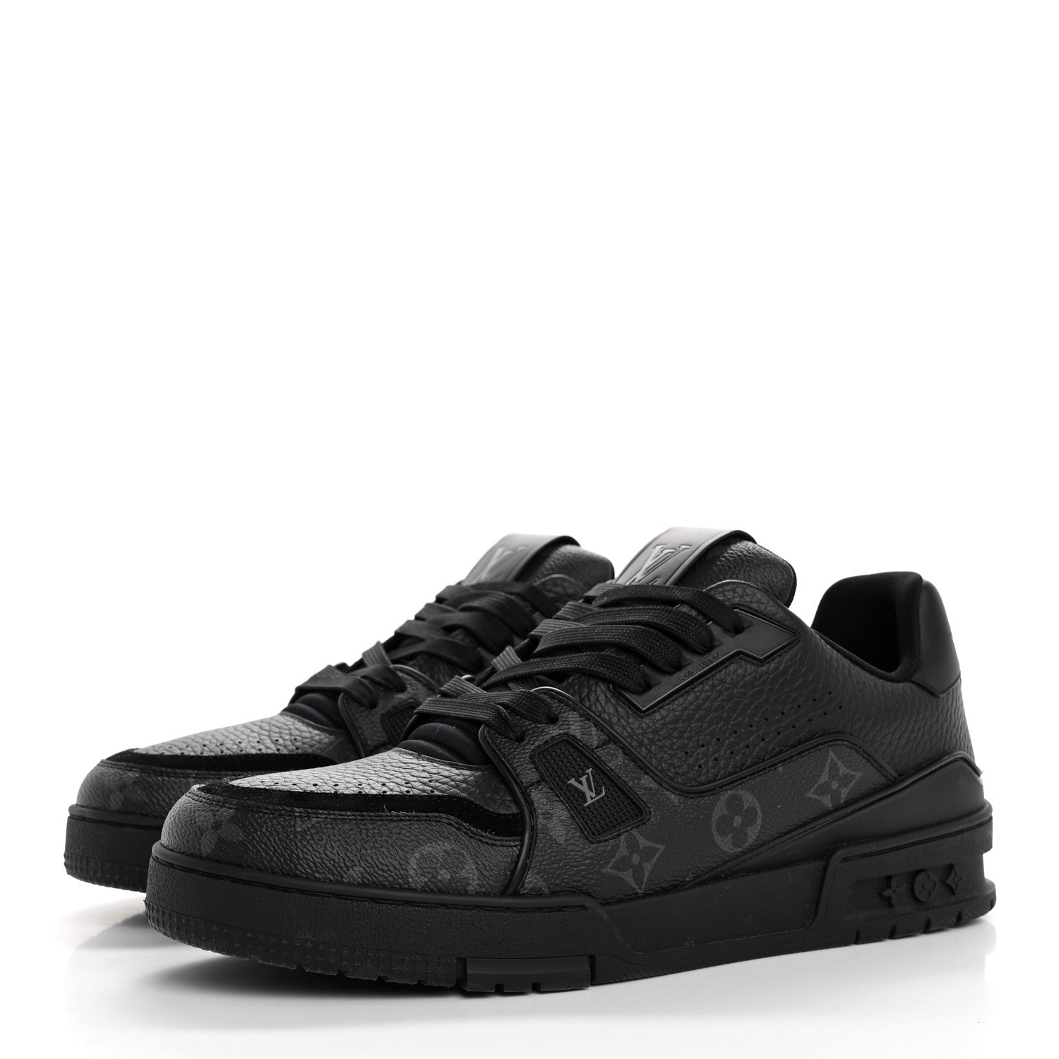 Louis Vuitton Calfskin Monogram Eclipse Mens LV Trainer Sneakers 8 Black 4 of 10