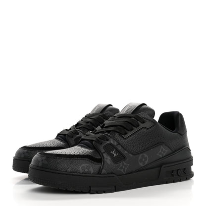 Louis Vuitton Calfskin Monogram Eclipse Mens LV Trainer Sneakers 8 Black 4 of 10