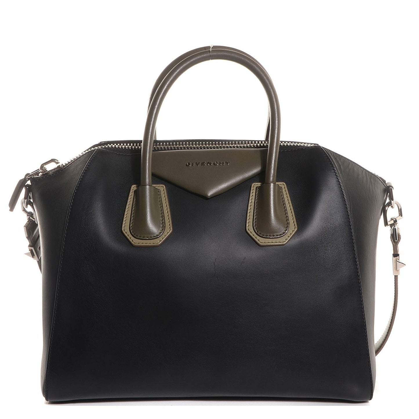 Smooth Calfskin Medium Tri-Color Antigona Black Green