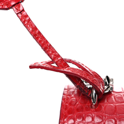 Saint Laurent Calfskin Crocodile Embossed Medium Monogram Sunset Rouge Eros 21 of 21