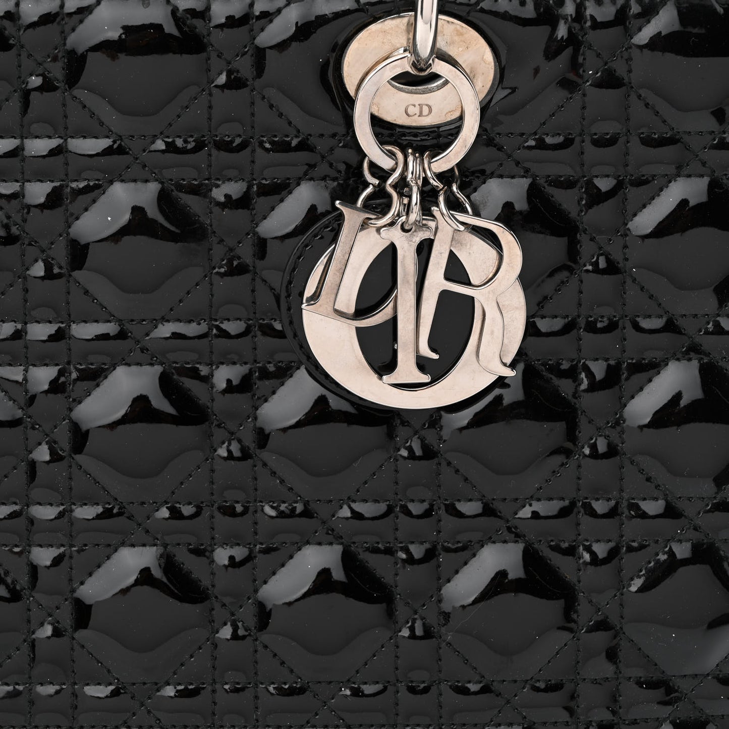 Patent Cannage Large Lady Dior Black