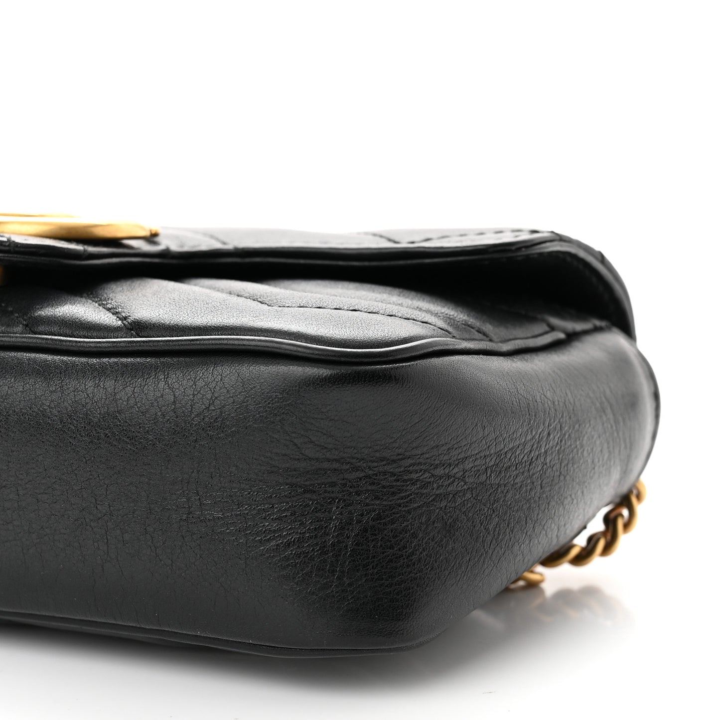 Calfskin Matelasse Super Mini GG Marmont Shoulder Bag Black