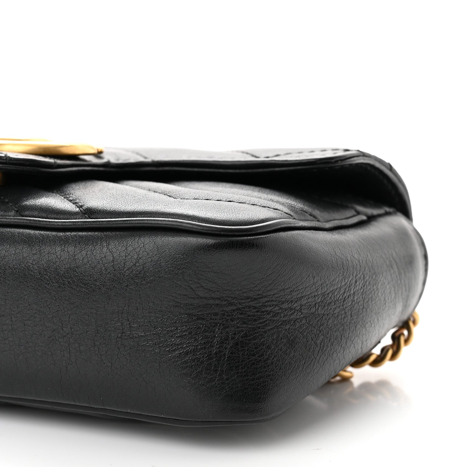 Gucci Calfskin Matelasse Super Mini GG Marmont Shoulder Bag Black 9 of 9