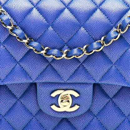 Chanel Iridescent Caviar Quilted Medium Double Flap Blue 8 of 11