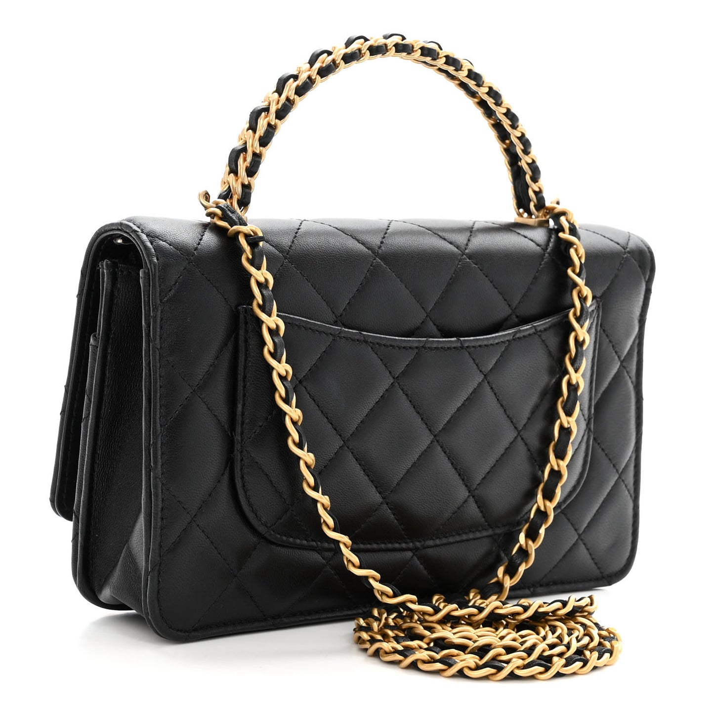 Lambskin Quilted Pick Me Up Wallet On Chain WOC Black