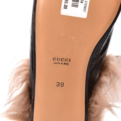 Gucci Patent Fur Womens Princetown Slippers 39 Black Natural 6 of 9