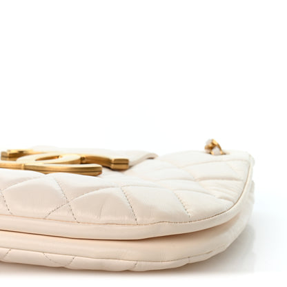 Chanel Lambskin Quilted Giant CC Shoulder Bag White 9 of 10
