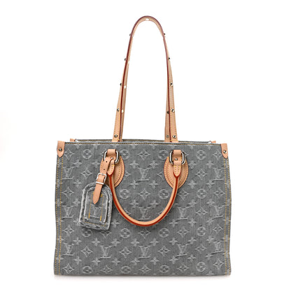 Louis Vuitton Monogram Denim Onthego MM Washed Grey 1 of 10