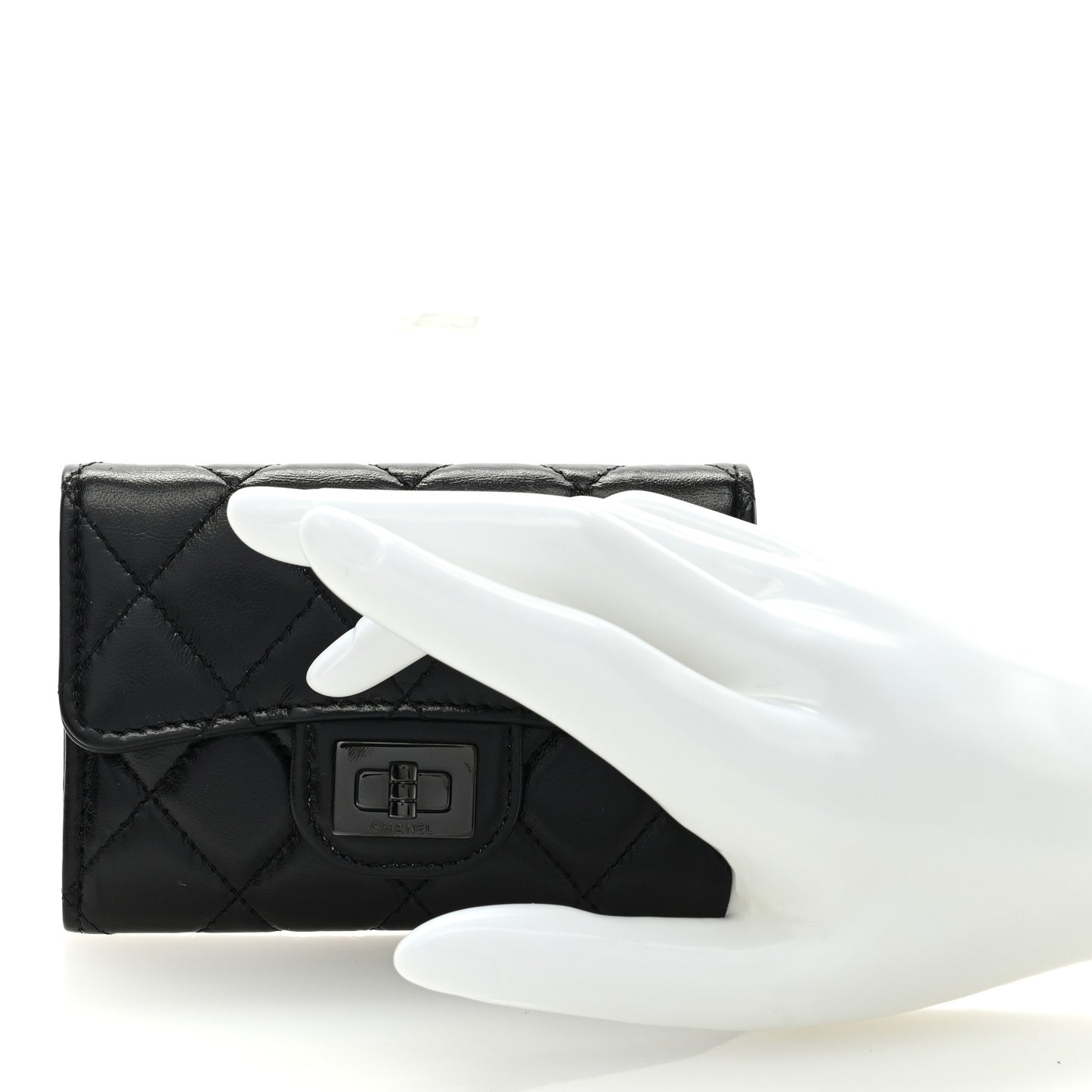 Aged Calfskin Quilted Reissue Flap Card Holder So Black