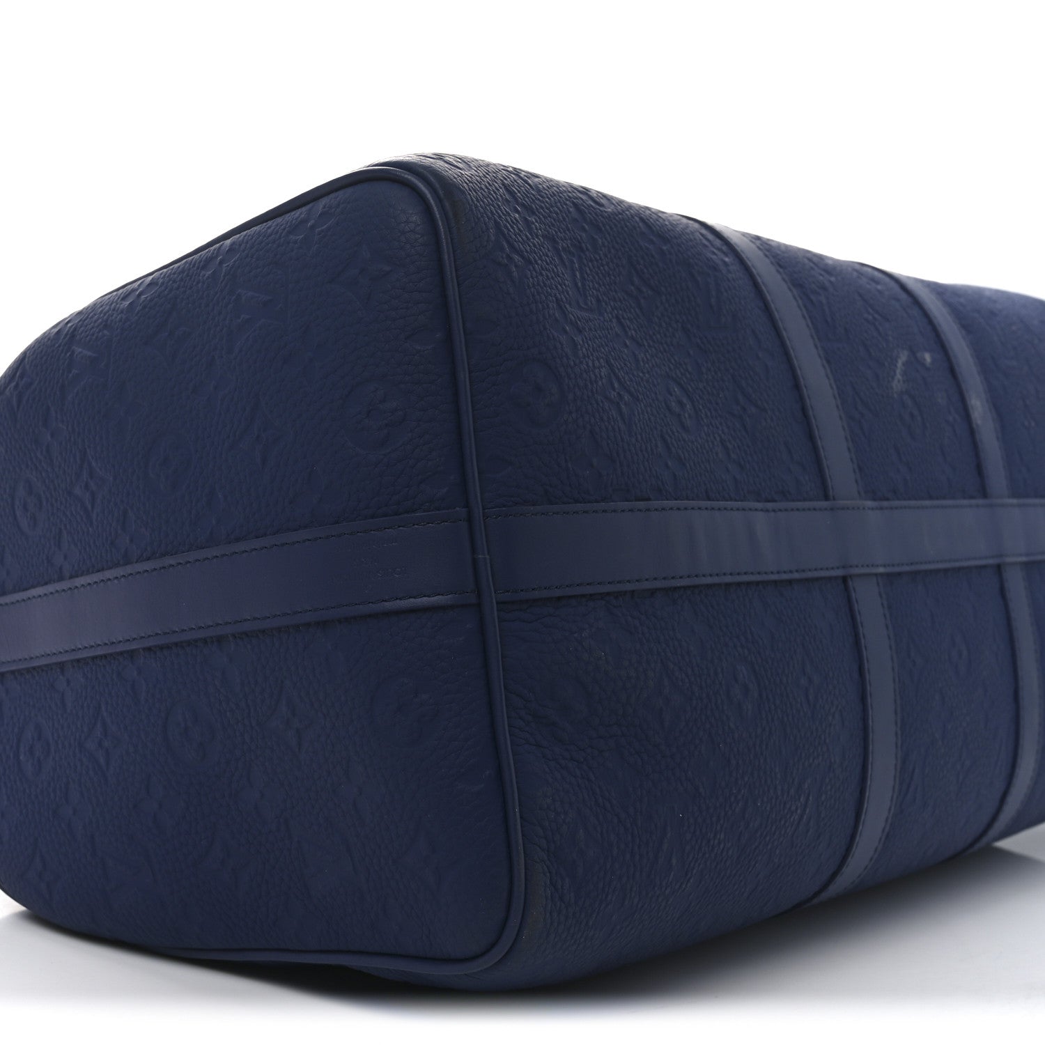Louis Vuitton Embossed Calfskin Monogram Shadow Keepall Bandouliere 50 Navy Blue 7 of 8