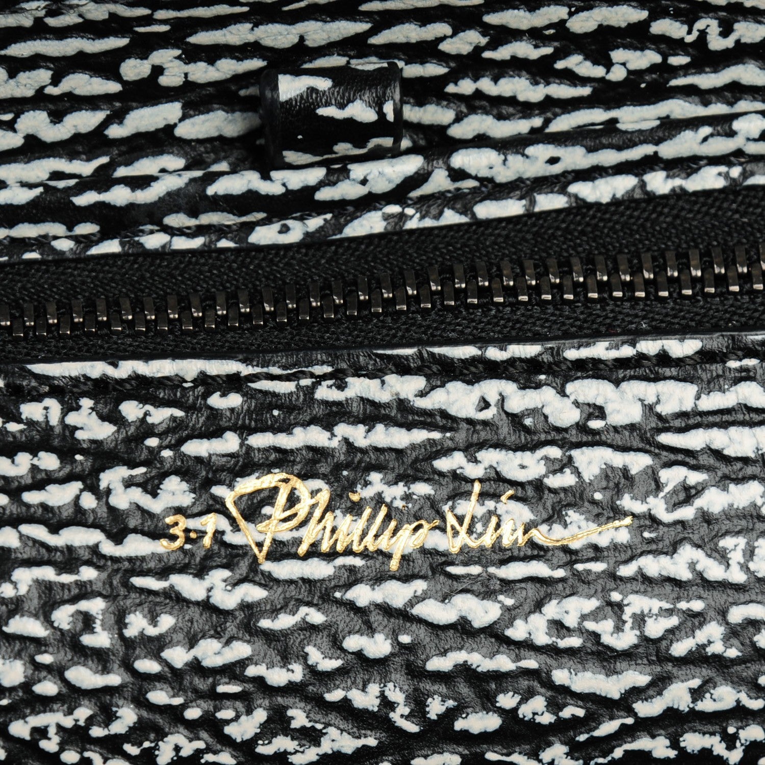 3.1 Phillip Lim 3.1 Calfskin Embossed Medium Pashli Satchel Black Cream 6 of 7
