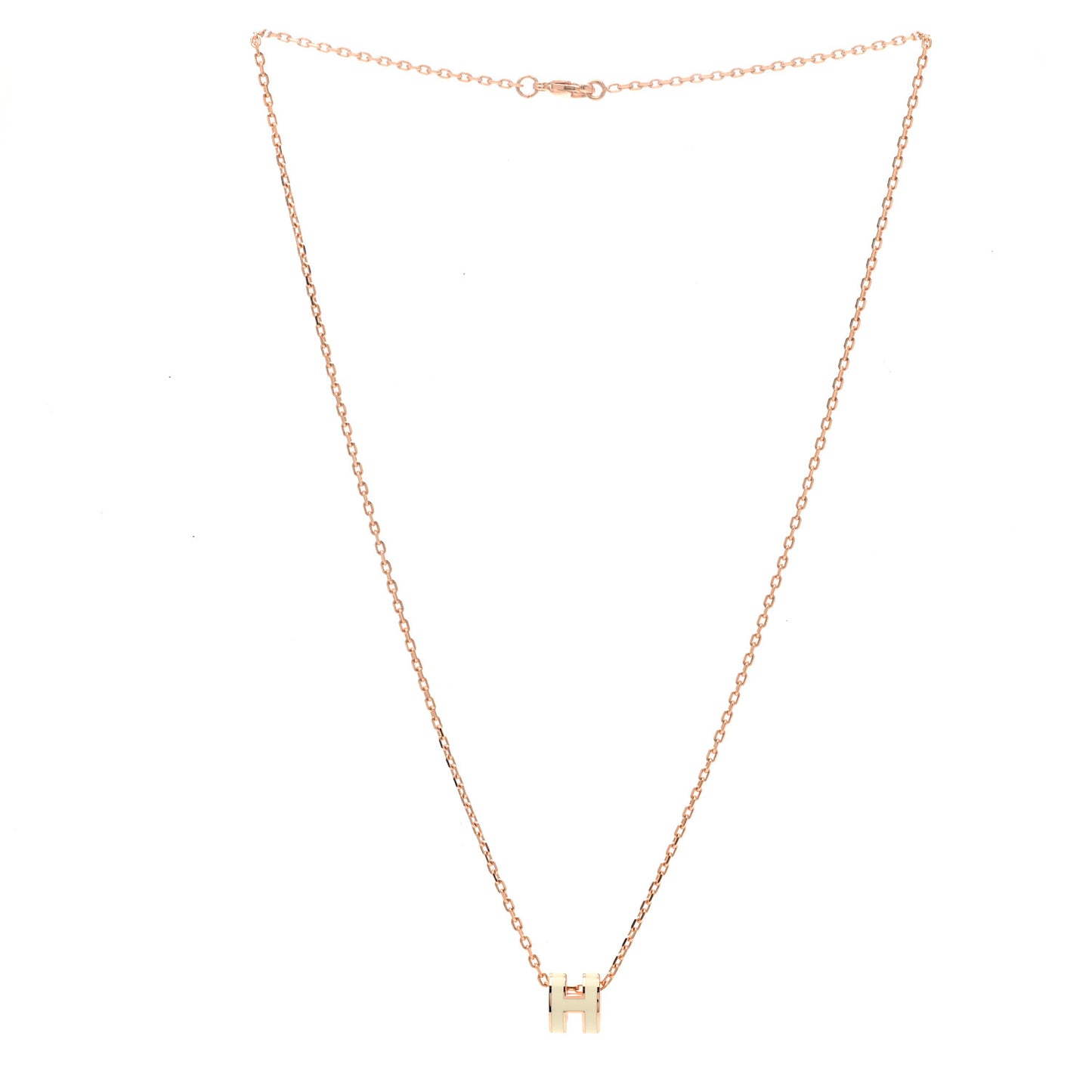 Lacquered Rose Gold Mini Pop H Pendant Necklace White