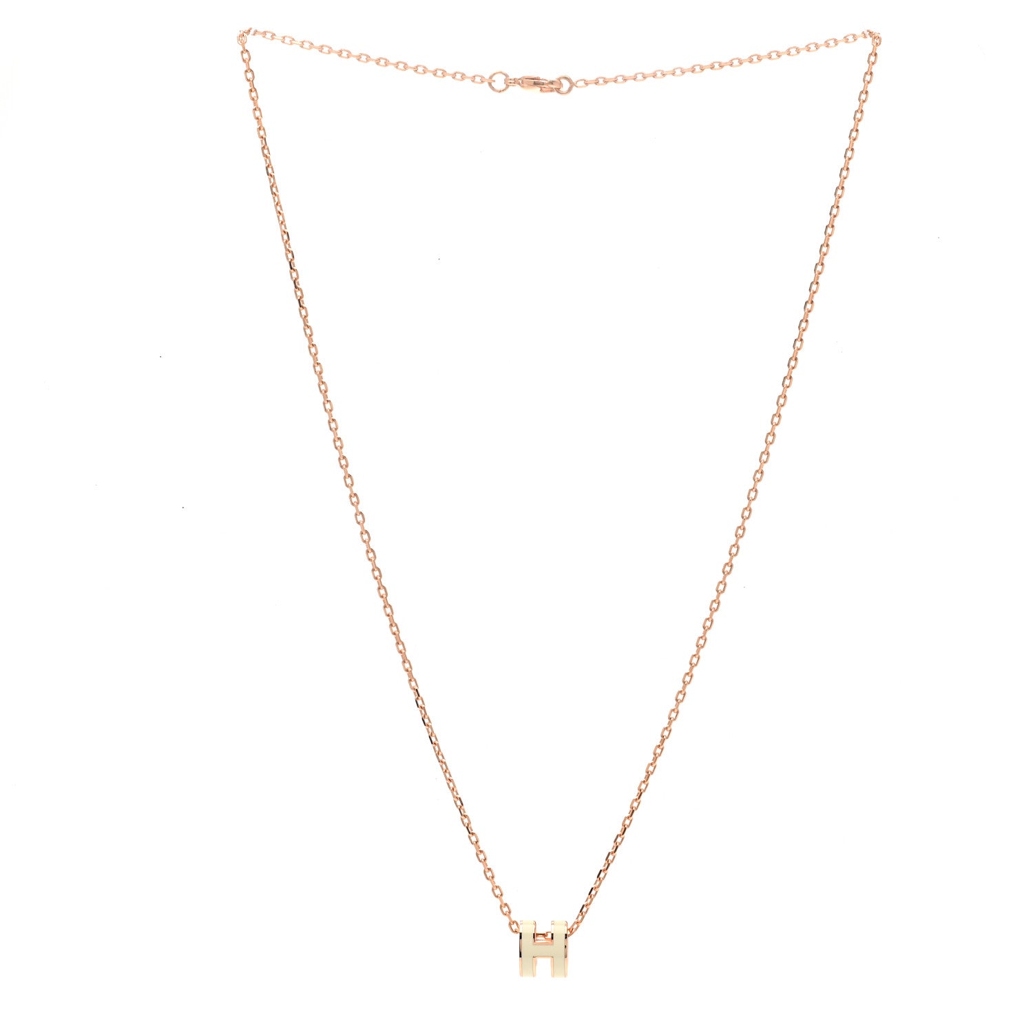 Hermes Lacquered Rose Gold Mini Pop H Pendant Necklace White 3 of 7