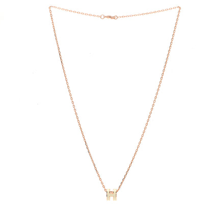 Hermes Lacquered Rose Gold Mini Pop H Pendant Necklace White 3 of 7