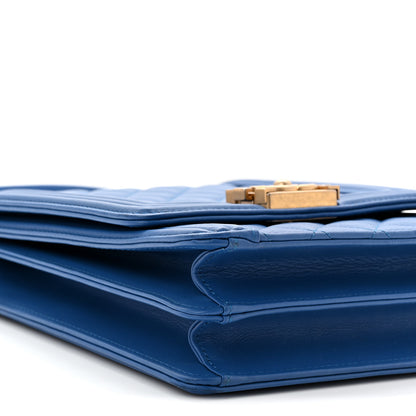 Chanel Calfskin Quilted North South Boy Flap Blue 9 of 10