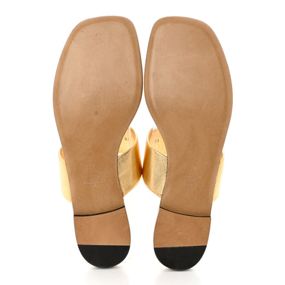 Valentino Garavani Metallic Nappa One Stud Flat Thong Sandals 40 Antique Brass 5 of 10