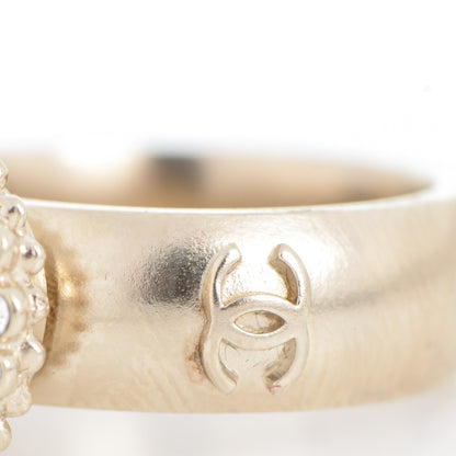 Chanel Pearl Crystal CC Ring 52 6 Gold Pearly White 4 of 6