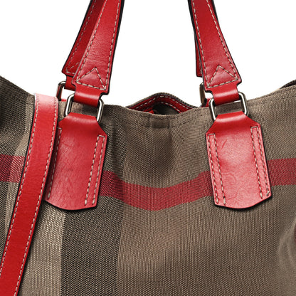 Burberry Canvas Mega Check Medium Tottenham Brit Tote Cadmium Red 7 of 13