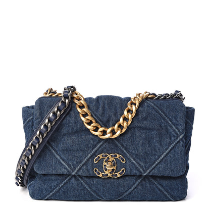 Chanel Denim Quilted Medium 19 Flap Blue 1 of 10