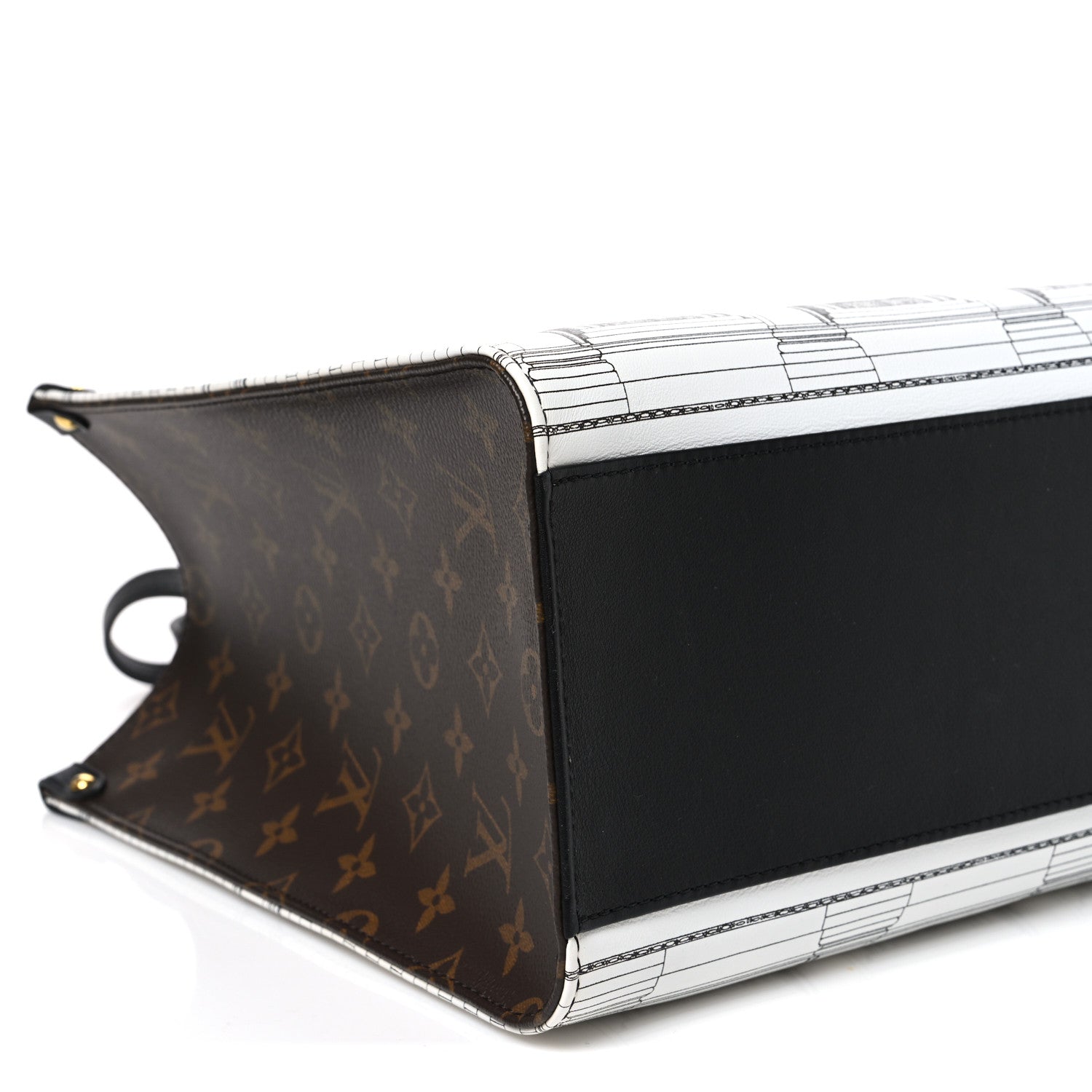 Louis Vuitton X FORNASETTI Calfskin Architettura Onthego MM Black White 8 of 9