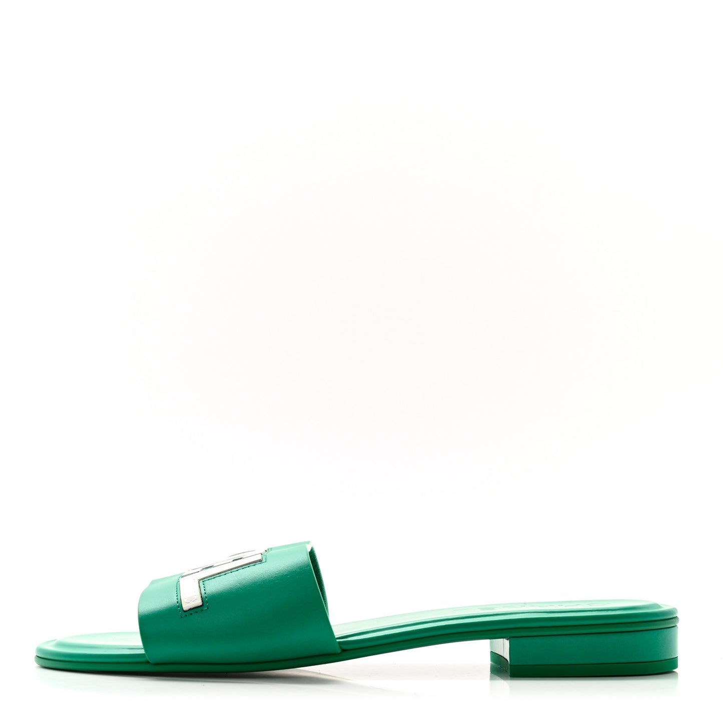 Calfskin Patent Calfskin Logo Mules 41 Green White