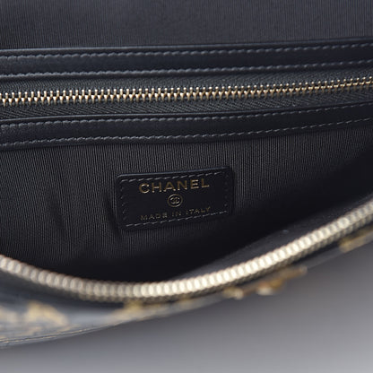 Chanel Calfskin Crocodile Embossed Graffiti 2.55 Large Cocodile Reissue Cosmetic Case Black Gold 6 of 11