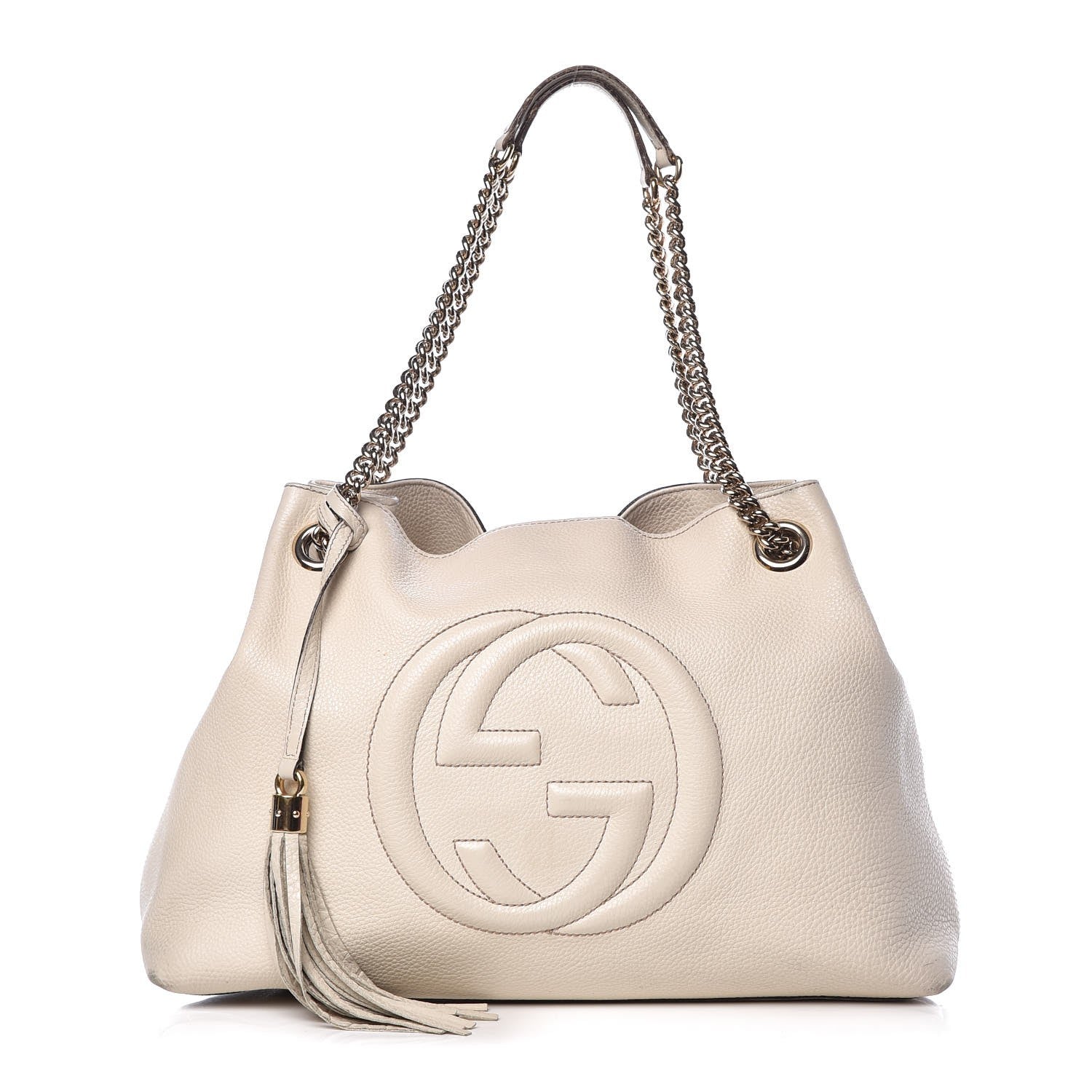 Gucci Pebbled Calfskin Medium Soho Chain Shoulder Bag Off White 1 of 15