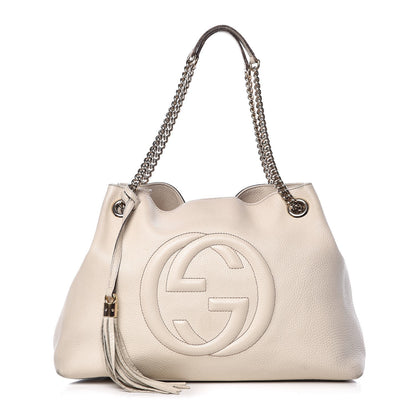 Gucci Pebbled Calfskin Medium Soho Chain Shoulder Bag Off White 1 of 15