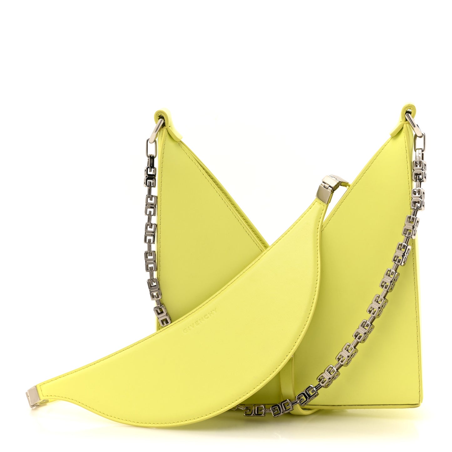 Box Calfskin Mini Cut Out Shoulder Bag Neon Yellow