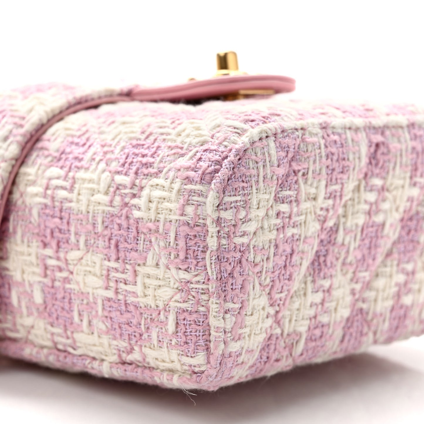 Tweed Handle Crush Small Vanity Case Pink Ecru