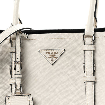 Prada Saffiano Cuir Medium Double Handle Tote Talco Black 8 of 11