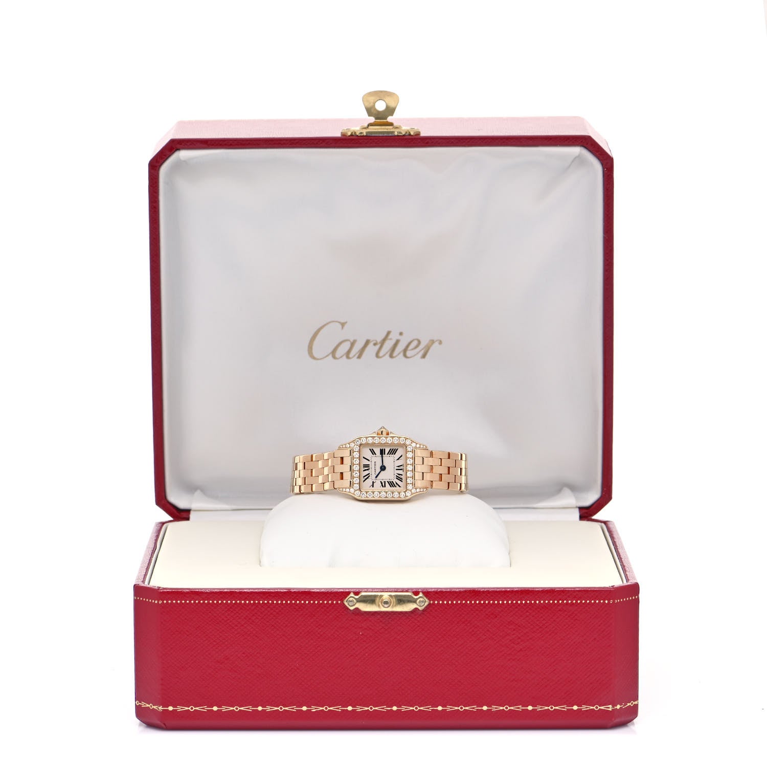 Cartier 18K Yellow Gold Diamond 20mm Santos Demoiselle Quartz Watch 5 of 5