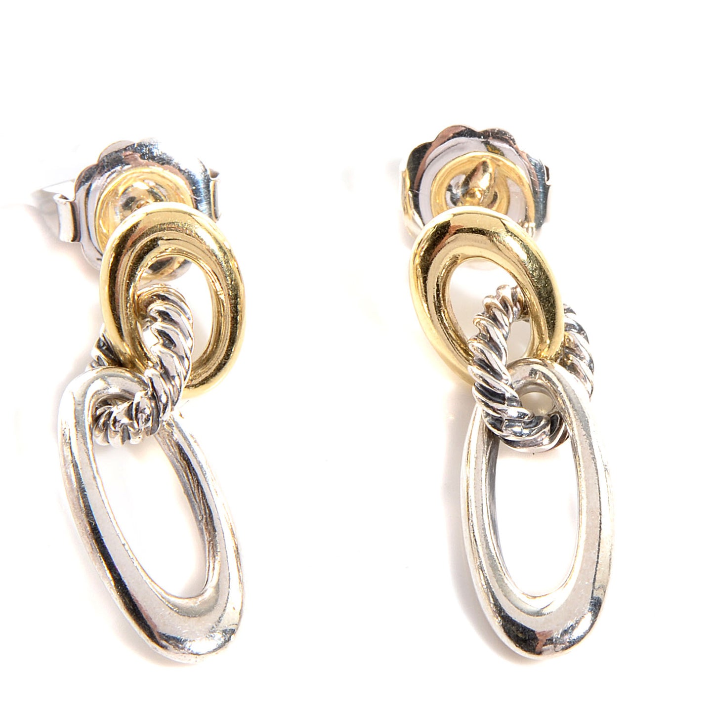 Sterling Silver 18k Gold Cable Classics Drop Earrings