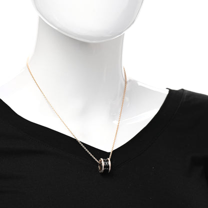 Bulgari 18K Rose Gold Black Ceramic Diamond B.Zero1 Pendant Necklace 2 of 4