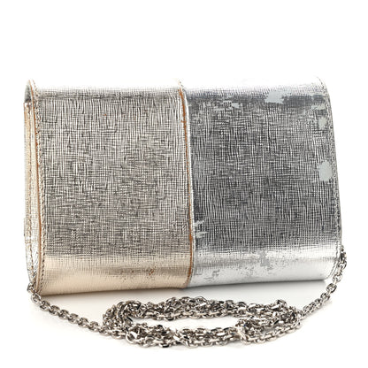 Fendi Vitello Mirror Elite Bi-Color Mini Rush Clutch Argento Champagne 2 of 13