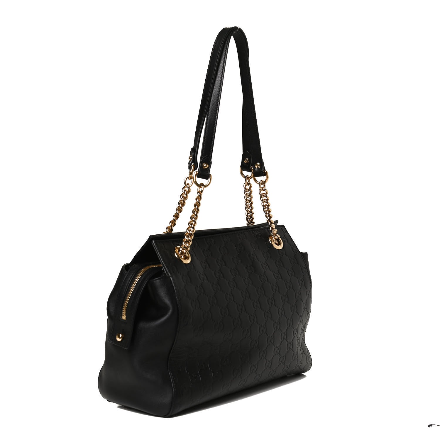 Gucci Guccissima Signature Medium Shoulder Tote Bag Black 3 of 13