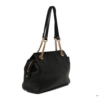 Gucci Guccissima Signature Medium Shoulder Tote Bag Black 3 of 13