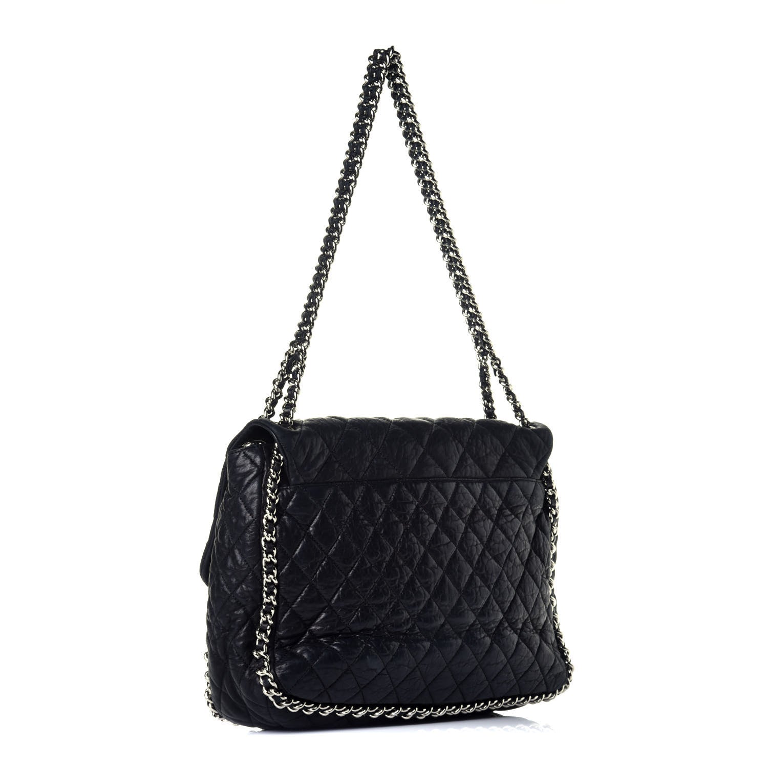 Chanel Washed Lambskin Quilted Maxi Chain Around Flap Black 3 of 9
