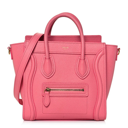 Celine Drummed Calfskin Nano Luggage Flamingo 1 of 15